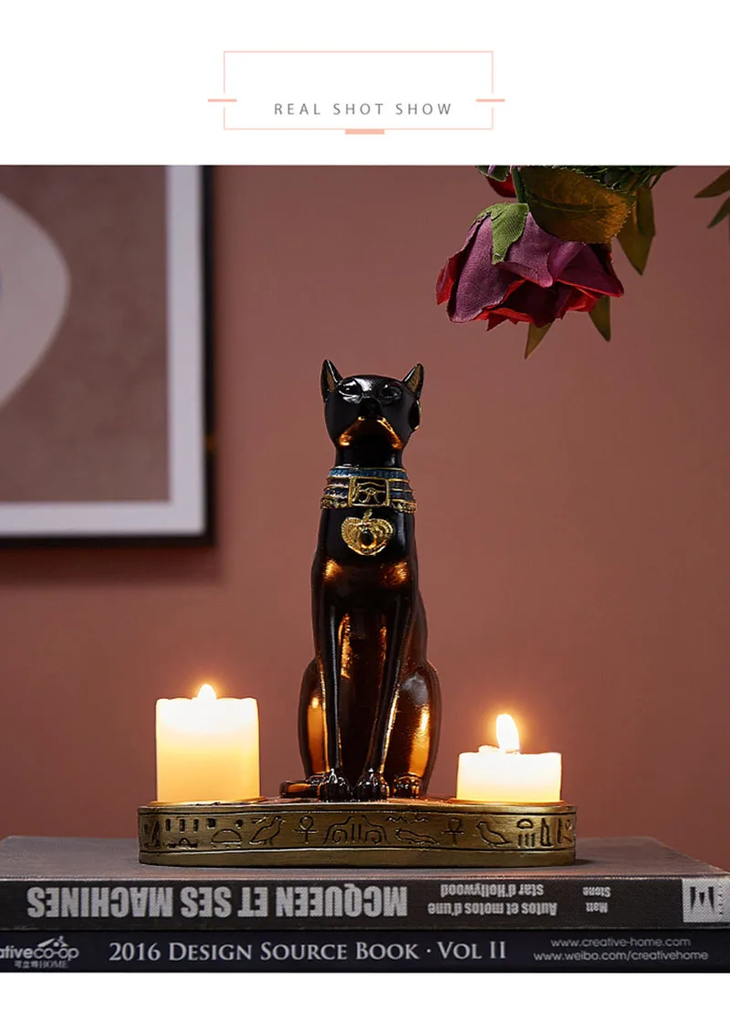 Egyptian Cat Resin Candlestick