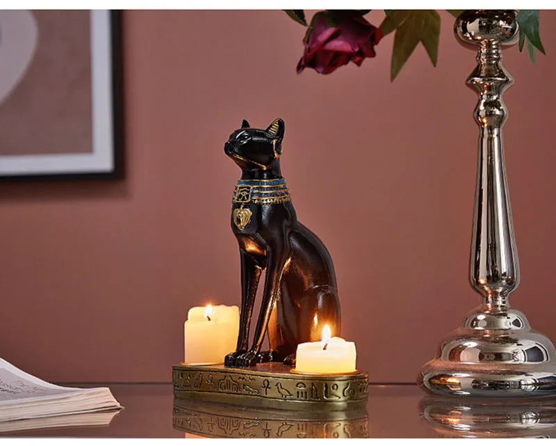 Egyptian Cat Resin Candlestick