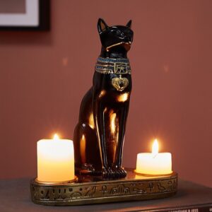 Egyptian Cat Resin Candlestick