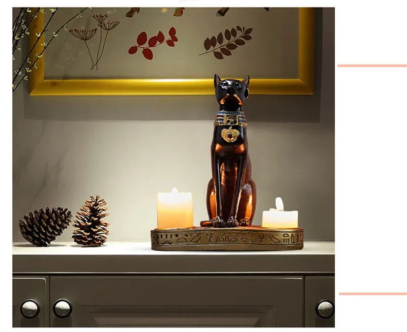 Egyptian Cat Resin Candlestick