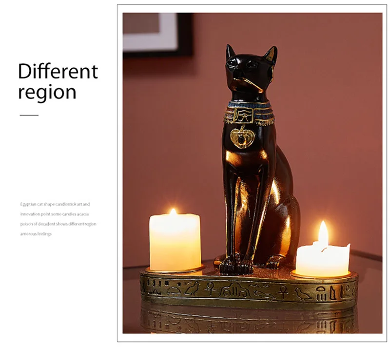 Egyptian Cat Resin Candlestick